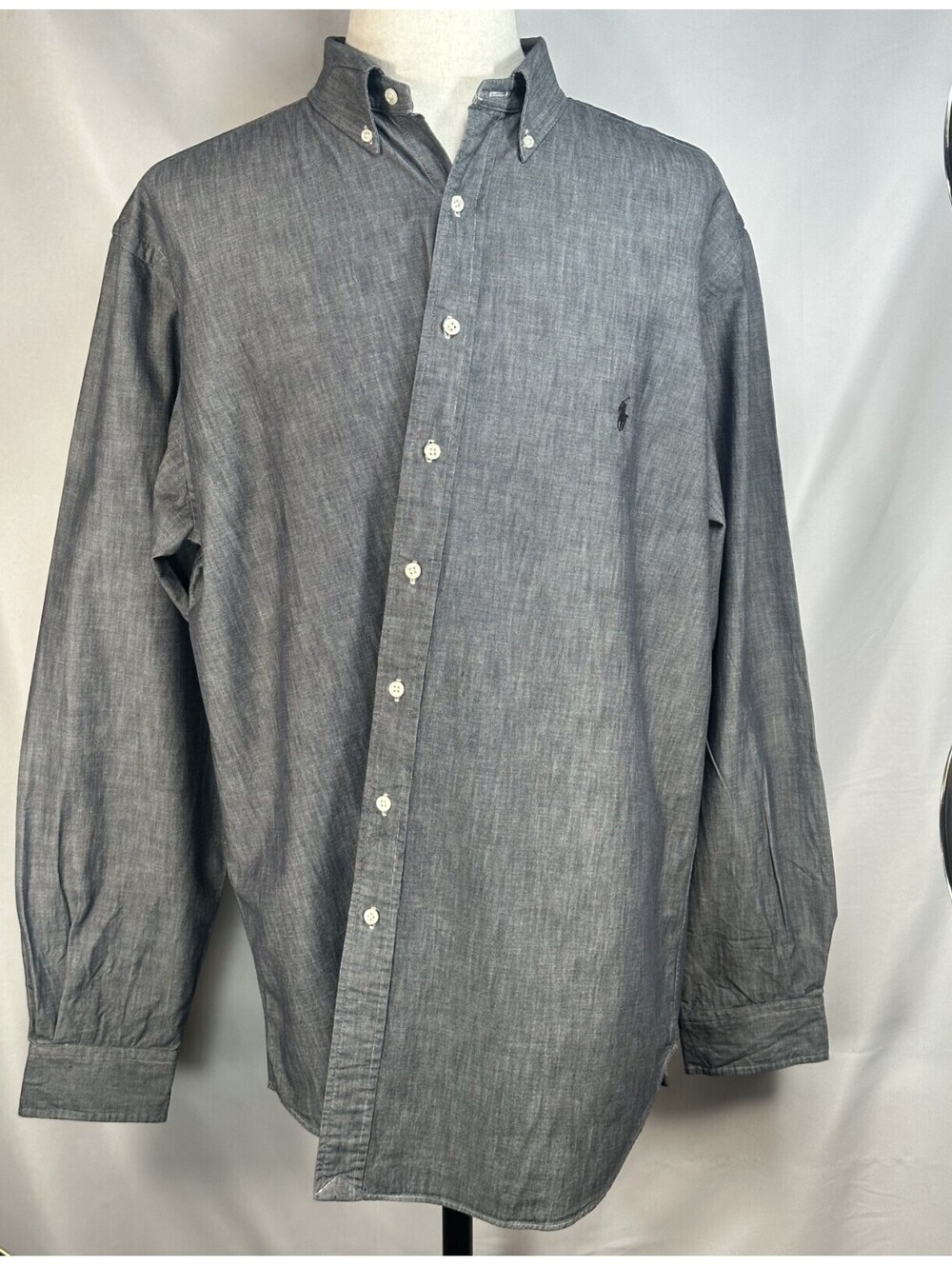 Ralph Lauren Tall Long Classic Oxford Button Up Gray Mens XL